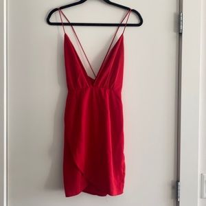 Red strappy short dress